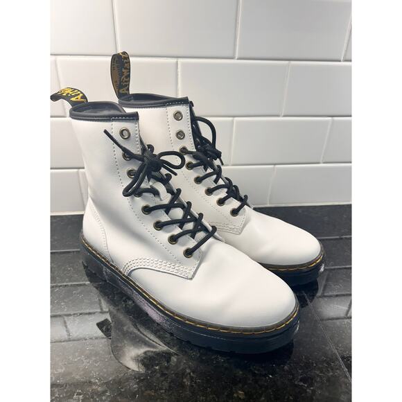 Dr. Martens Zavala Women's Leather Ankle Platform Combat‎ Boots White Size 8M - Picture 1 of 9